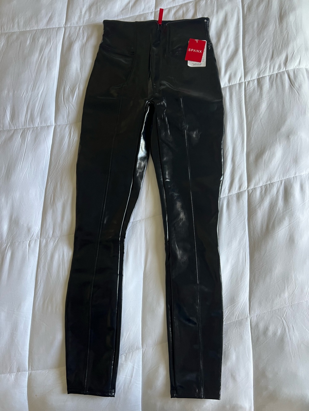 SPANX Shiny Black Faux Leather Jeggings - Picture 4 of 5